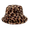 Hiver vache léopard fausse fourrure moelleux seau chapeaux femmes en plein air chaud soleil chapeau doux velours fourrure pêcheur casquette dame mode Panama