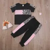 Zestawy odzieżowe Toddler Little Girls Spodnie 2 sztuk Krótki Rękaw Top Leopard Summer Bawełniane Dres Ubrania