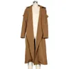 Jesień Zima Casual Długi Trench Płaszcz Kobiety Rękaw Rękawny Moda Cienki Office S Streetwear Feminino 210603