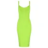 Sexy mouwloze v nek groen gele vrouwen bodycon bandage jurk ontwerper mode avond feestjurk Vestido 210303