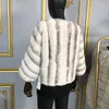 Women's Fur & Faux Coat Jacket Real Outwear Classic Round Collar Winter Fashion Batwing Sleeve Short Loose Style