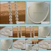 Beaded Necklaces & Pendants Jewelry 8-9Mm White Natural Pearl Necklace 18Inch Bridal Gift Choker Drop Delivery 2021 Gxsty