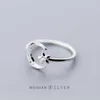 Fashion Open Adjustable Finger Ring for Women Pure 925 Sterling Silver Twinkle Star Moon Fine Jewelry Girl Gift 210707