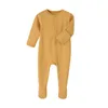 9 Colors Newborn Baby Solid Jumpsuits Footies Long Sleeve One-piece Bodysuit Kids Designes Clothes Boys Infant Girls Romper Plain Knitted Cotton Footie M3786