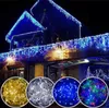 Luzes conduzidas Cachoeira Cachoeira Cortina Corda 5M Droop 0.4-0.6m Christmas Fairy Lâmpadas de Fadas ao ar livre Jardim Jardim Eaves Decoração