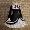 Robes Décontractées Robe Gothique Lolita Vintage À Volants Dentelle Mignon À Manches Longues Soirée Halloween Jeune Fille Cosplay Costume De Mode