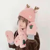 Julelement Barn Stickade Beanie Handskar Scarf 3pcs Suit Cartoon Warmth Hattar Småbarn Hatt för vinterförsörjning