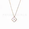 a Two Wearing Versatile Double-sided Classic Clover Necklace Rose Gold Simple Titanium Steel Clavicle Chain Real Diamond Pendant