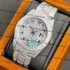 Top Full Diamond Mens Watch 40 mm Automatyczne zegarki mechaniczne Diamenty Bezel Pasek Fashion Na rękę