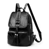 Estilo de moda couro mochilas macias mulheres trouxa de pele de carneiro lazer grande capacidade borla saco feminino tamanho 26x12x34cm