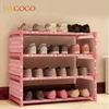 Multicolor Simple Shoe Cabinets Ironwork Assembly of Rack with Modern Dustproof Cabinet Four floors 50cm Hight Y200527