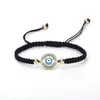 Dankaishi Fashion Designer Turkish Evil Pave CZ Blue Eye Gold Chain Hand-Woven Armband för kvinnor