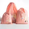 Waterproof Shoes Bag Storage Cartoon Travel Bag PE Laundry Organizador Portable Tote Drawstring Bag Organizer Cover