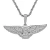 Collier avec pendentif ailes d'ange plaqué or 18 carats, Zircon glacé, bijoux scintillants pour hommes, cadeau 296l