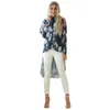 Dames Tops en Blouses Zomer Floral Print Chiffon Long Shirt Plus Size Elegante Dames Top Off Shoulder Boho Blouse Femme 210608