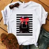 Parfum Floral Stripe Print T-shirt Femme Chemise d'été Dames Marque de luxe Harajuku Streetwear T-shirt Top T-shirt Femme X0527