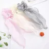 Fashion Bow Streamers Elastic Hair Bands Scrunchies Solid Color Silk Polyester Knotted Hair Ties Women Girls Hair Accessories