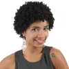 Peruansk mänskliga hår peruker Afroamerikansk 130% naturlig färg Kort snäv kinky Curly Wig Machine Made
