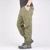 Herrbyxor Män Cargo Multi Fickor Straight Baggy Long Byxor Streetwear Casual Bomull Army Slacks Military Tactical