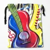 Storage Bags Guitar Music Drawstring HD Print 18X22CM Arrival Soft Satin Fabric Resuable Clothes Bag Shoes 12.2