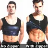 Hommes sweat gilet fermeture éclair minceur corps Shaper entraînement débardeur Shapewear perte de poids chemise perte de poids course Sauna costume