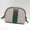 7A Women Cross Body Bags Green Red Striped Two Letters Metallic Canvas Brown Leather Flap Bag 499621 Designer Handbag Alma Shell Dome Shape With Box 23.5cm G14