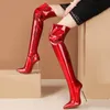 Zoll spitze Zehenstiefel über 5 das Knie Laser Nachtclub Stripper Heels Mode Sexy Fetisch Schuhe Party Models Show 53 3