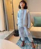 아기 소년 tracksuit 봄 가을 어린이 자켓 + 바지 2 개/대 의류 어린이 인쇄 복장 하늘색