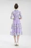 Women's Runway Dresses Turn Down Collar Half Sleeves Printed Patchwork Fashion Casual Autumn Dress