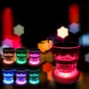 6pcs Round Shape LED Light Up Bottle Cup Mat Light Flash Cup Mat Home Party Club Bar Christmas Supply