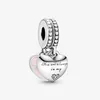 925 Sterling Silver Mother & Daughter Hearts Dangle Charm Beads Fit Original Pamura Charm Bracelet Jewelry Mum Mom Gift Q0531