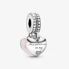 925 Sterling Silver Matka Córka Hearts Dangle Charm Koraliki Fit Original Pamura Charm Bransoletka Biżuteria Mum Mom Prezent Q0531