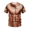 Men039S TSHIRTS 2022 MUSCLE TATTOO MEN KVINNOR 3D Tryck naken hud bröstmode casual rolig t -shirt barn pojkar toppar harayuku clo2016371