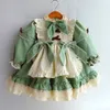 1 2 3 4 5 6 lat Dziewczyny Sukienka Na Boże Narodzenie 2020 Dzieci Dziewczyny Z Długim Rękawem Princess Vintage Green Lolita Fartuch Sukienka Zimowa Spadek Q0716