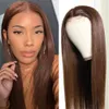 Natural Brown Long Straight Full Lace Front Wig With Baby Hair Heat Resistant Synthetic Wigs for Black Women