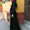 WEPBEL MOSLIM BANDAGE Jurk Arabische Dames Ramadan Hoge Taille Abaya Slim Fit Lange Mouw Robe Party Jurk Mode Islamitische Kleding Y0118