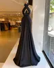 Zwarte Mermaid Avondjurken Halter Hals Kant Geappliceerd Beaded Prom Dress Formele Partyjurken Custom Made Robe de Mariée