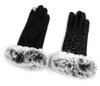 Fünf Fingern Handschuhe Frauen Winterspitze Warme drei Rippen Niedliche Bärhandschuhe Outdoor doppelt dicker Plüsch Handgelenk Touchscreen fahren