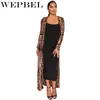 Casual Dresses WEPBEL Women's Dress Embellished Gatsby Art Sexy Sequin Perspective Long Coat Open Front Maxi