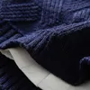 Suéter informal de manga larga para otoño e invierno, suéter azul de punto ajustado de estilo coreano para hombre, jersey de Navidad para hombre 210804