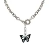 Pendant Necklaces Hip Hop Black Butterfly Thick Chain Choker Necklace For Women Goth Circle Splicing Collar Aesthetics Jewelry