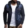 Men039S jackor 2021 Jeans Men Hooded Autumn Denim Coat for Man Fashion Street Style Classic Solid Clothes Korean Clothing5788164