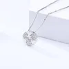 قلادة قلادة S925 Sterling Silver Round Necklace Heart Crystal Simplemy Jewelry Female Chain