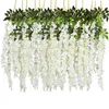 12 Pcs 45inch Wisteria Artificial Flower Silk Vine Garland Hanging for Wedding Party Garden Outdoor Greenery Office Wall Decor 210925