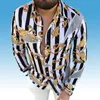 Big Sizes 3XL Men's Casual vintage Chemisier Shirts Long Sleeve Fall Hawaiian Camicetta Shirt Loose Fit Print Blusa Pattern Man Clothes xxxl Blouse