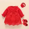 Nowe Odzież Chrorning New Born Baby Girl Dresses Bawełniana Księżniczka 0 3 6 12 Miesiące Baby Chrzest Odzież G1129