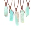 Healing Natursten Hängsmycke Rå Mineral Oregelbundet Rektangel Quartz Pendulum Amazonite Tiger Eye Lapsi Rosa Crystal