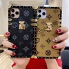 Luxury Square Geometric Leather Phone Case For iPhone 15promax 15pro 15 13 PRO MAX 13pro 14promax 14plus 14 12promax 12 XR Xs Max X 11 PRO MAX Vintage Lattice Cover