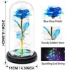 Night Lights LED Light Artificial Eternal Rose Beauty The Beast In Glass Gold Foil Flower Valentine's Day Gift Enchanted Fair261d