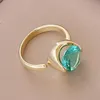 Cluster Rings Ly Faceted Copper Inlaid Zircon Ring Multicolor Opening Adjustable Simple Fashion Design Jewely For Women